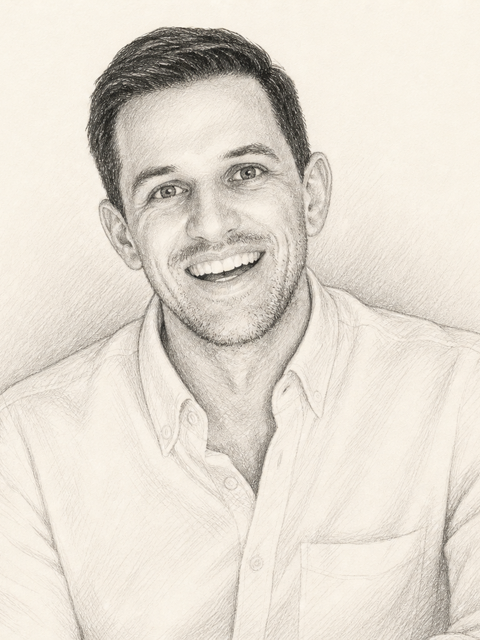 Pencil sketch portrait of Robbie Stephens